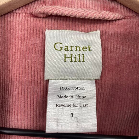 Garnet Hill Corduroy Jacket Blazer Pink Cotton Collared Utility Womens Small - Picture 6 of 7